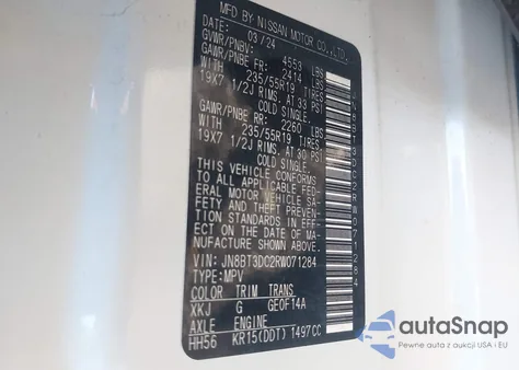 2024 Nissan Rogue Platinum Fwd z USA, uszkodzony, nr VIN JN8BT3DC2RW071284